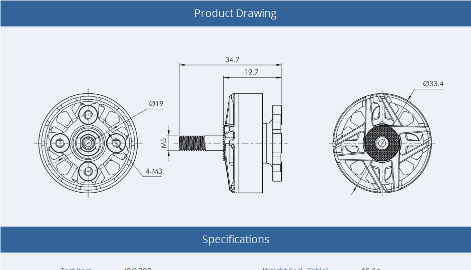 T-MOTORHOBBY F90 1300 kV Long Range Motor