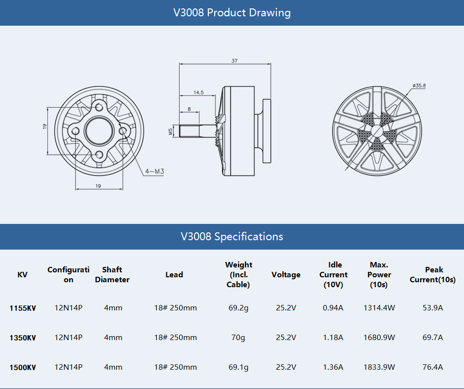 T-MOTORHOBBY V3008 1155 KV