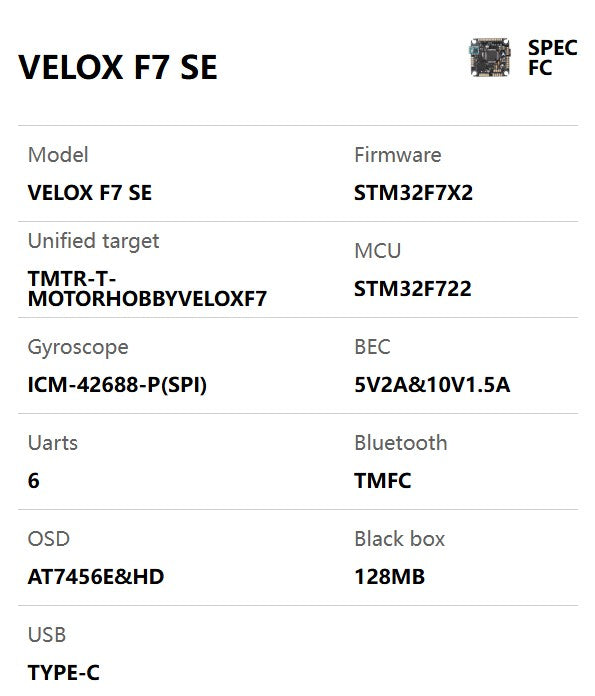 T-MOTORHOBBY Velox F7 SE + V70A SE Stack